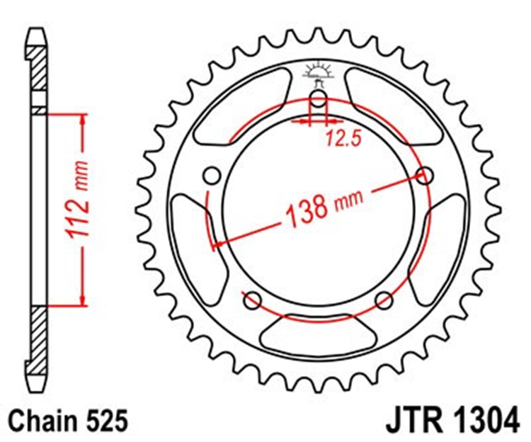 CORONA JT 1304 de acero con 38 dientes